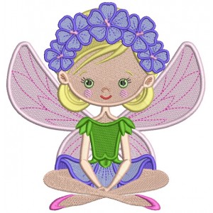 Flower Fairy Filled Machine Embroidery Design Digitized Pattern